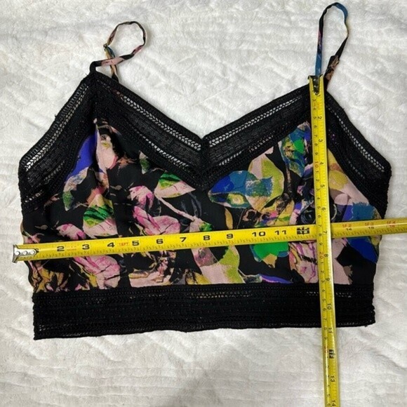 Anthropologie ASTR Floral Print‎ Women’s Crop Cami Lace Trim Back Zipper - Picture 11 of 12